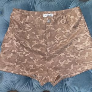 High Waisted Camo Cargo Shorts